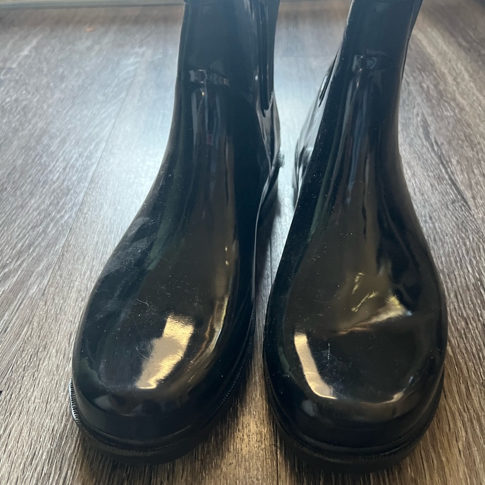 Glossy Black Ankle Boots